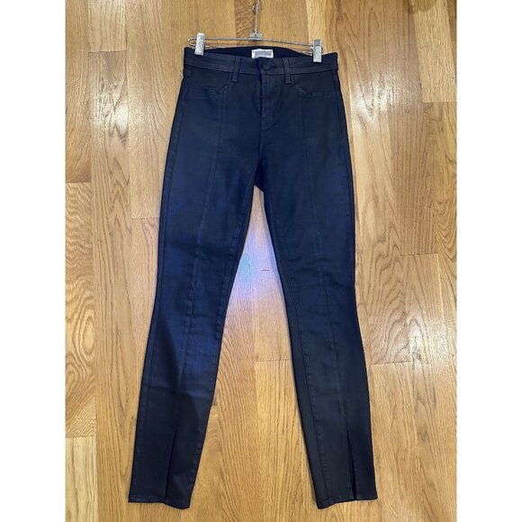 L’AGENCE Wax-Coated Skinny Jeans Size 26 – High Rise Sleek Faux Leather Look Des - Picture 2 of 12